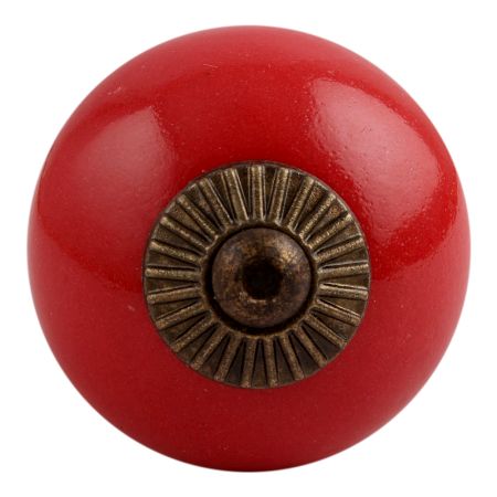 Solid Red Antique Fitting Ceramic Drawer Knob